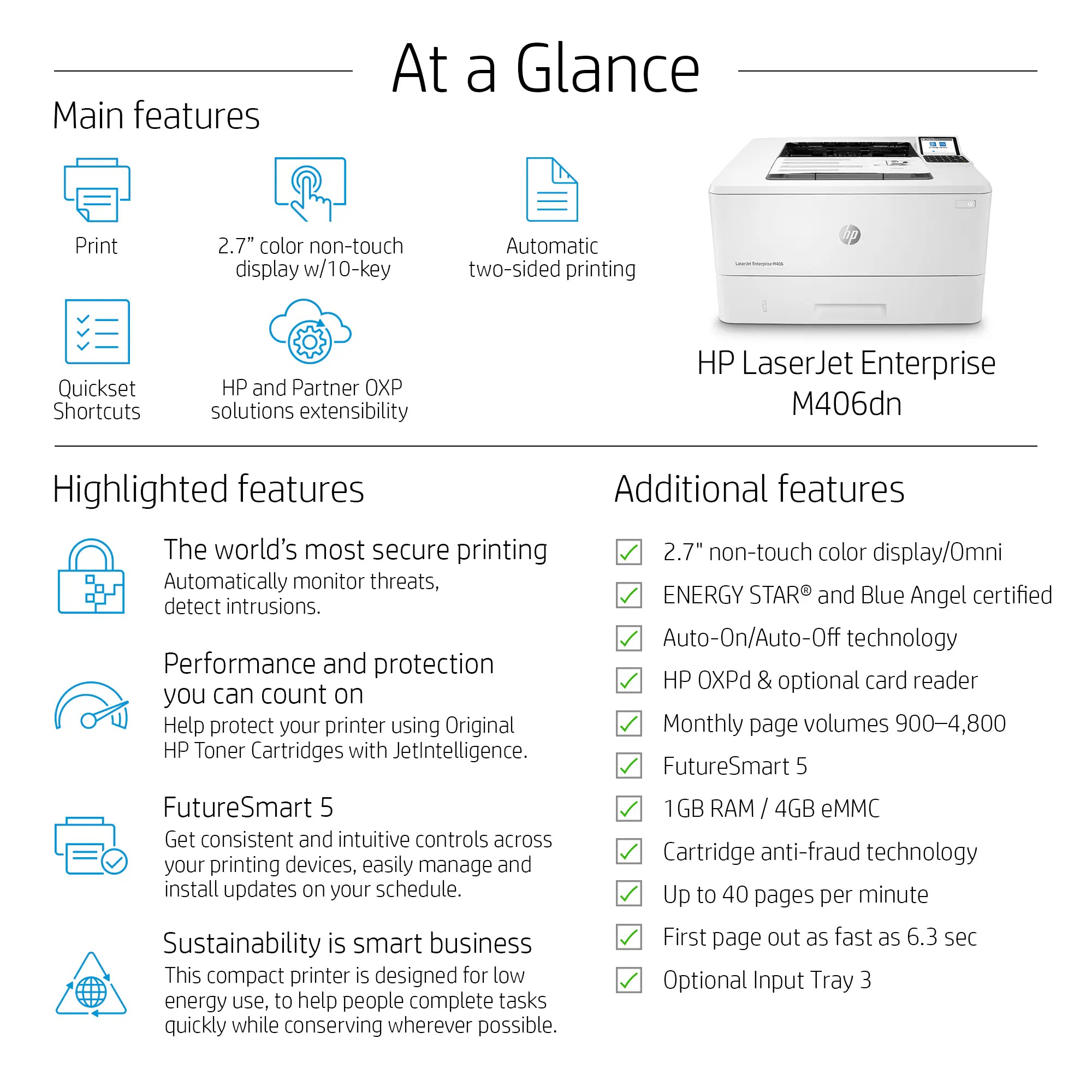 HP LaserJet Enterprise M406dn (3PZ15A) (1 Year Manufacture Local Warranty In Singapore)