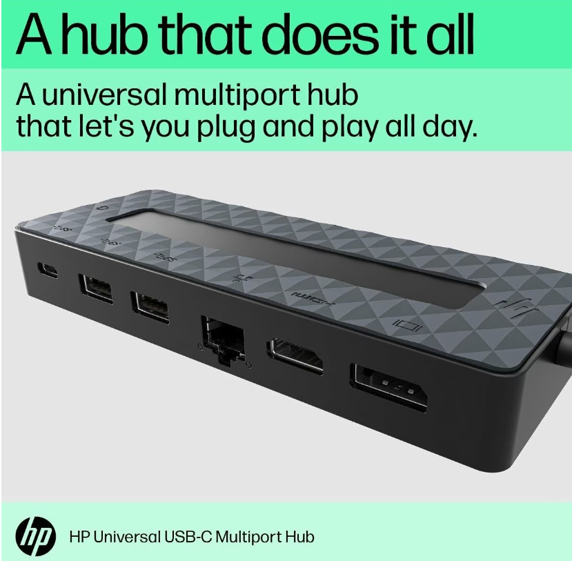 HP Universal USB-C Multiport Hub 50H55AA (1 Year Manufacture Local Warranty In Singapore)