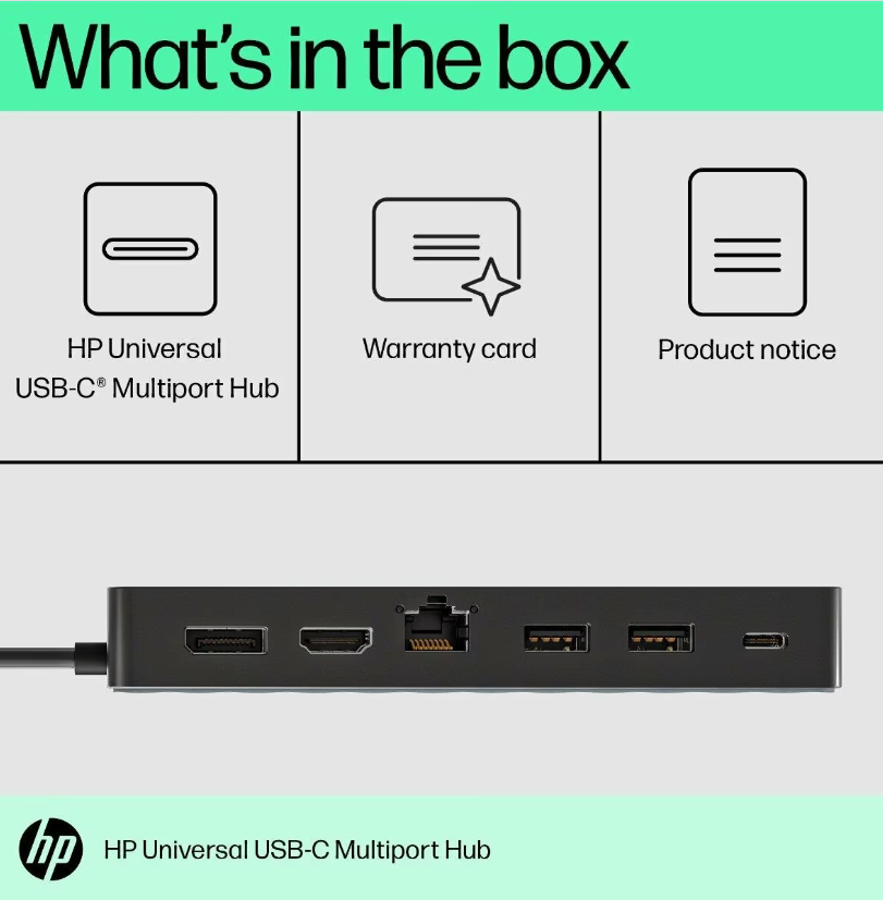 HP Universal USB-C Multiport Hub 50H55AA (1 Year Manufacture Local Warranty In Singapore)