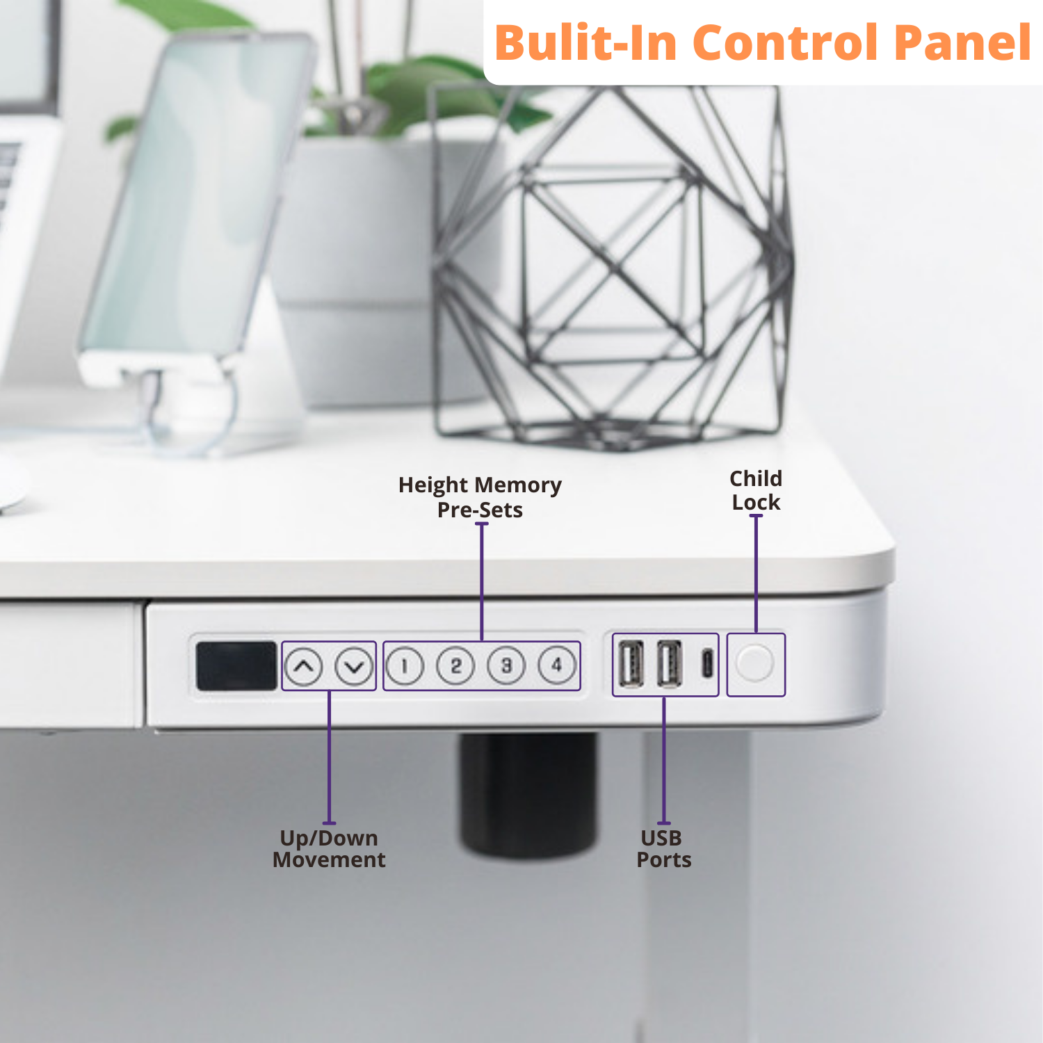 Electric Height Adjustable Desk 1200mm X 600mm - ET118 (3 Years Manufacture Local Warranty In Singapore)