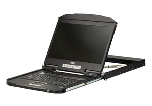 Aten Ultra Short Depth Single Rail WideScreen LCD Console (USB,VGA)- CL3100NX (1 Year Manufacture Local Warranty In Singapore)