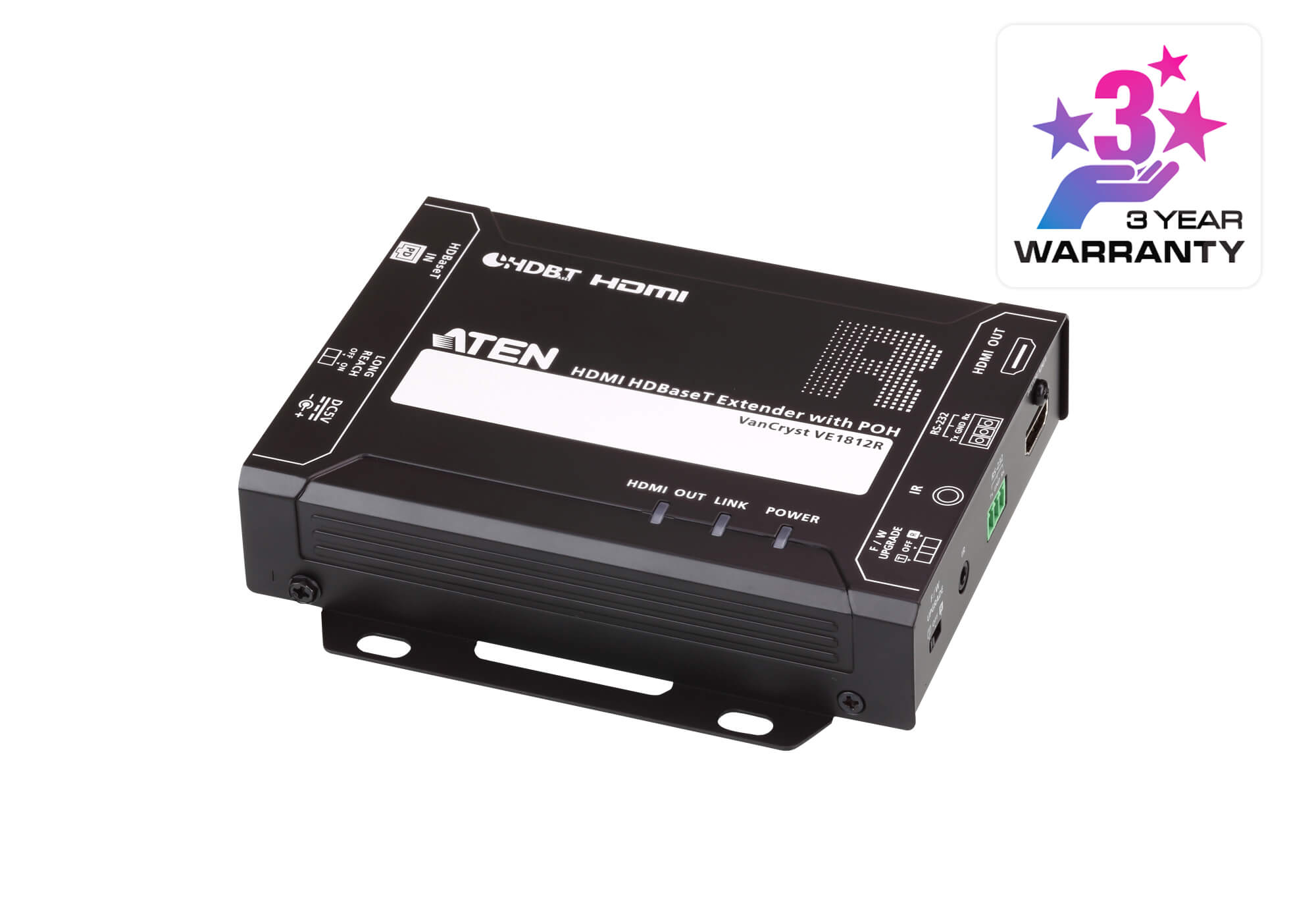 Aten HDMI HDBaseT Receiver with PoH (4K@100m) (HDBaseT Class A) (PoH PD) -VE1812R (3 Year Manufacture Local Warranty In Singapore)