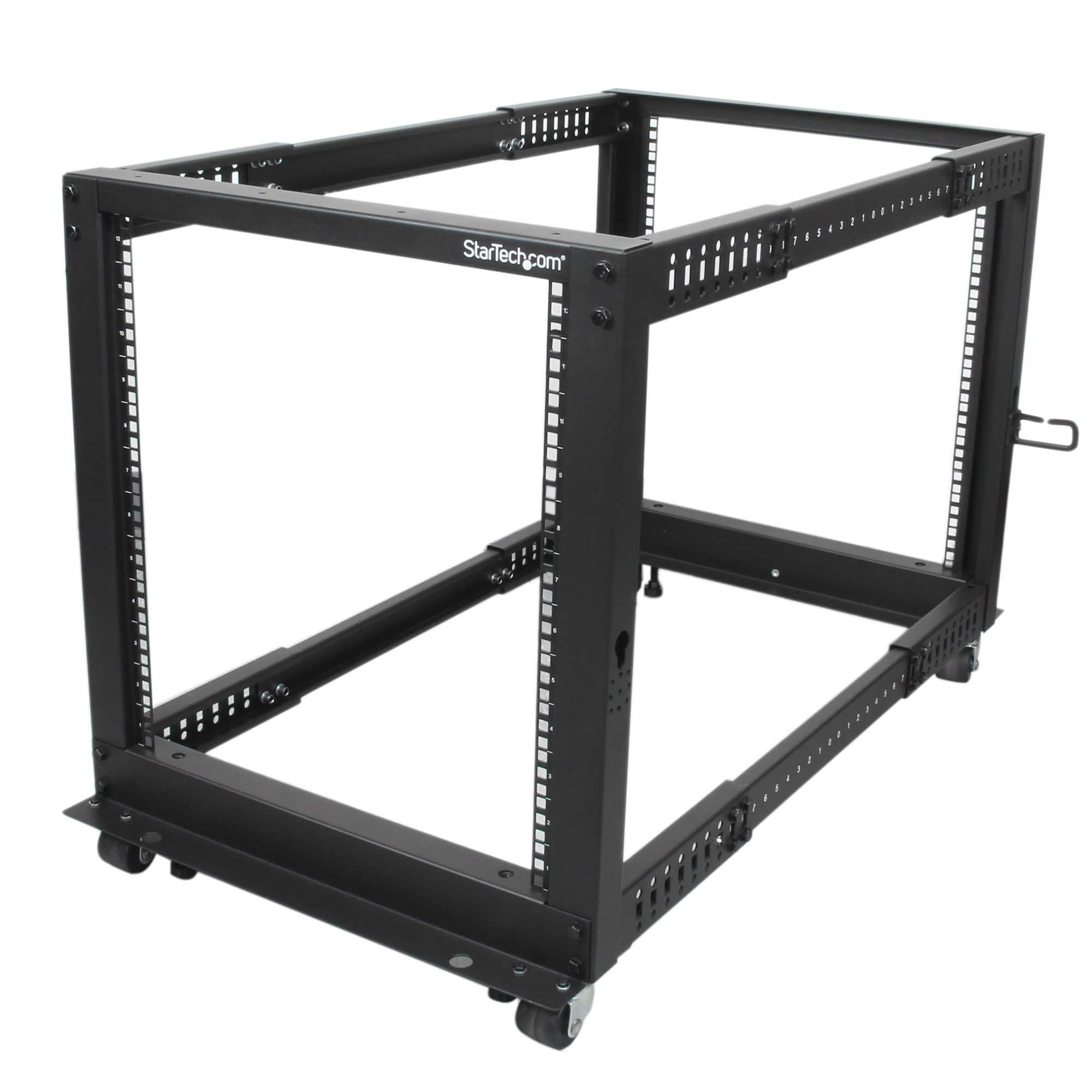 Startech 12U Adjustable Depth Open Frame 4 Post Server Rack w/ Casters / Levelers and Cable Management Hooks 4POSTRACK12U - Buy Singapore