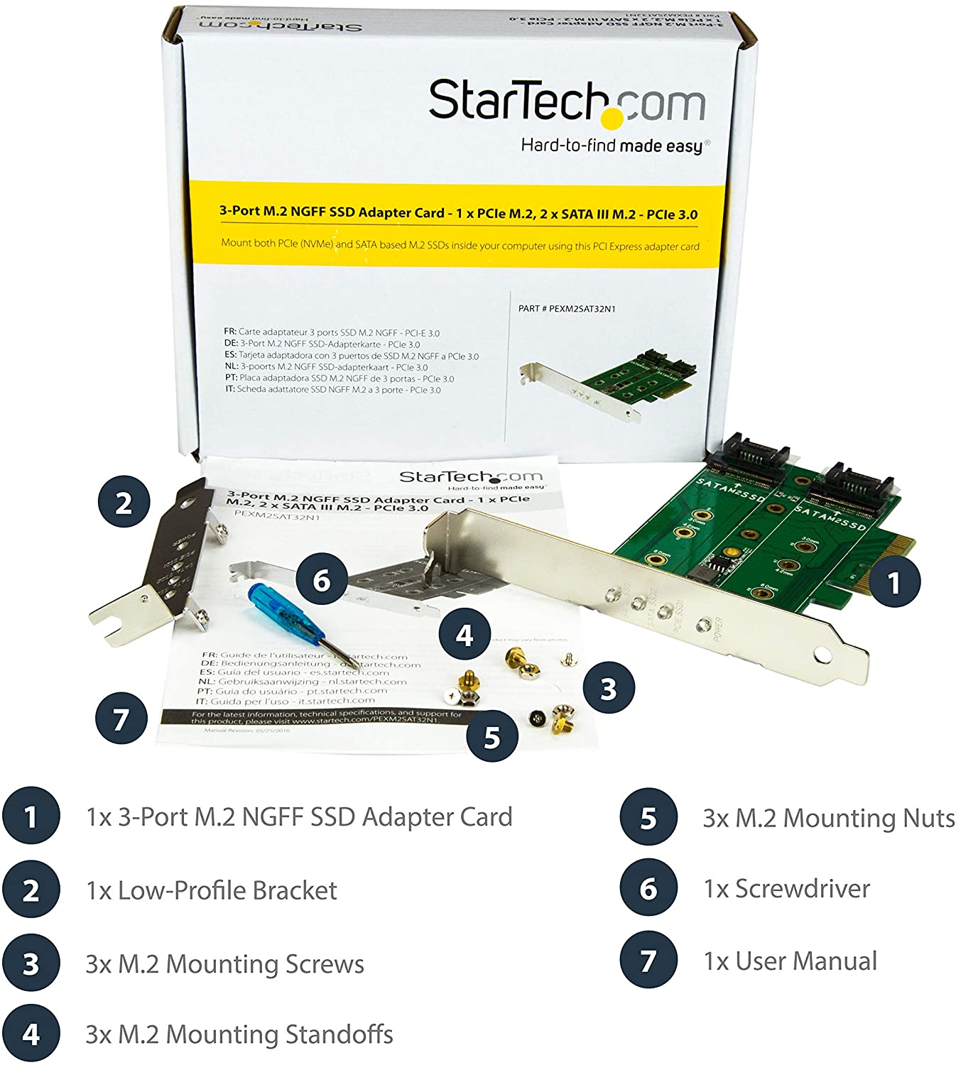 StarTech 3-PORT M.2 SSD (NGFF) ADAPTER CARD(PEXM2SAT32N1) - Win-Pro Consultancy Pte Ltd