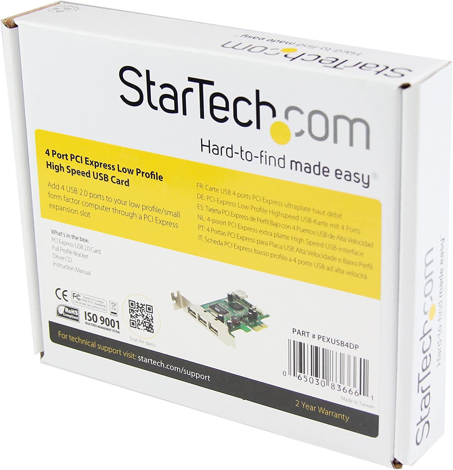 StarTech 4 PORT PCI EXPRESS LOW PROFILE HIGH SPEED USB CARD(PEXUSB4DP) - Win-Pro Consultancy Pte Ltd