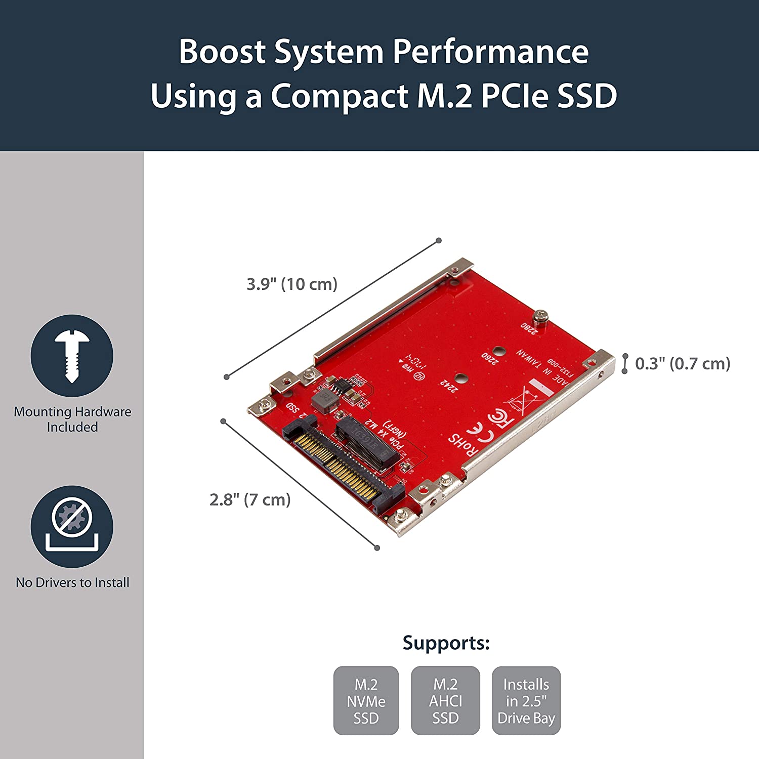 StarTech M.2 TO U.2 ADAPTER - M.2 DRIVE TO U.2 (U2M2E125) - Win-Pro Consultancy Pte Ltd