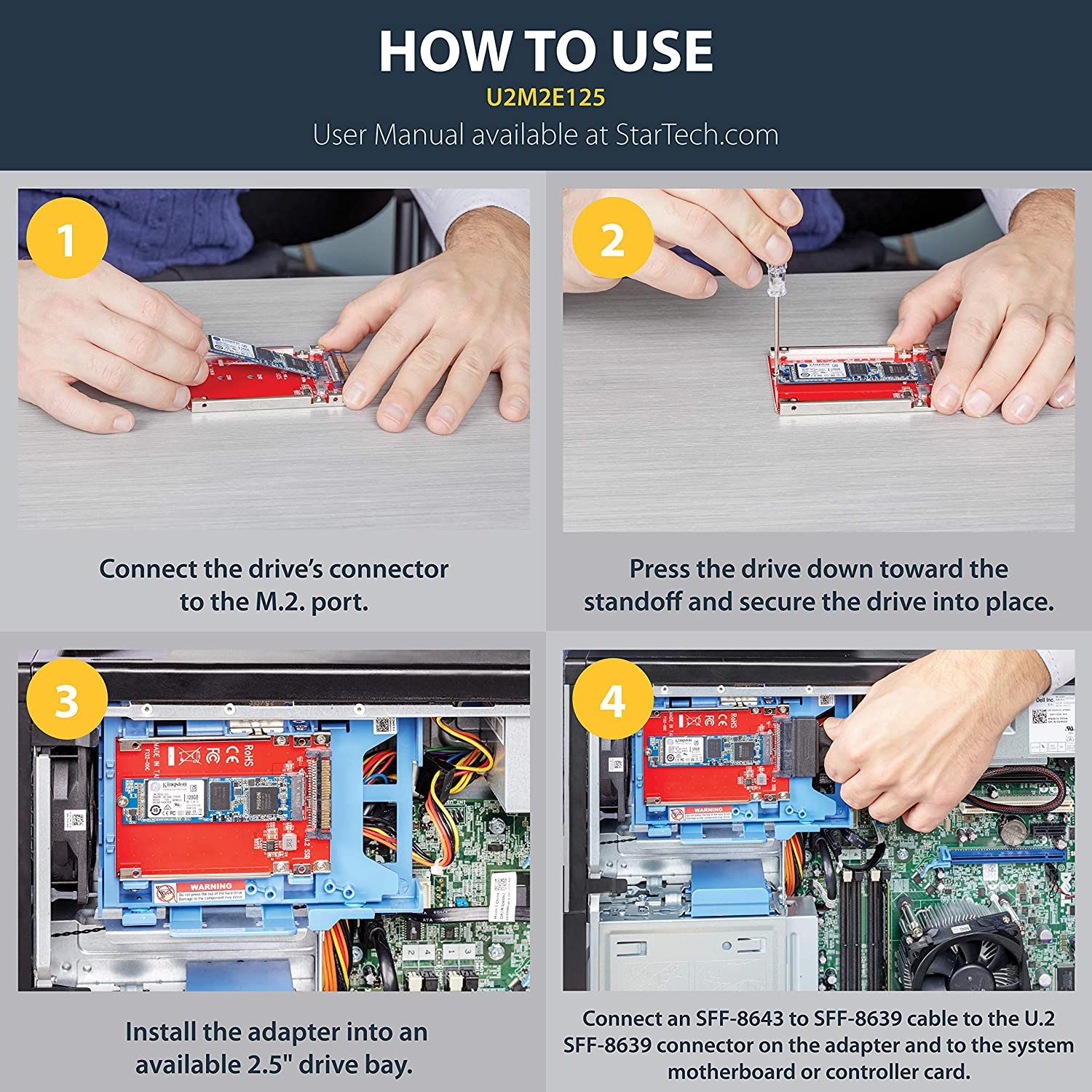 StarTech M.2 TO U.2 ADAPTER - M.2 DRIVE TO U.2 (U2M2E125) - Win-Pro Consultancy Pte Ltd