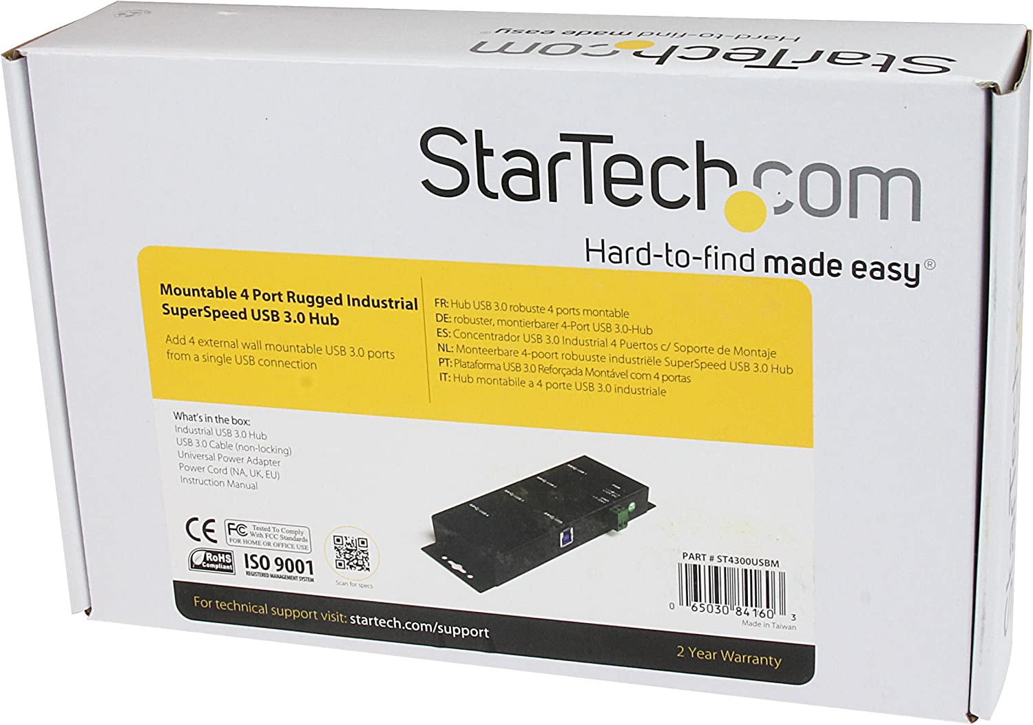 StarTech MOUNTABLE 4 PORT RUGGED INDUSTRIAL SUPERSPEED USB 3.0 HUB(ST4300USBM) - Win-Pro Consultancy Pte Ltd