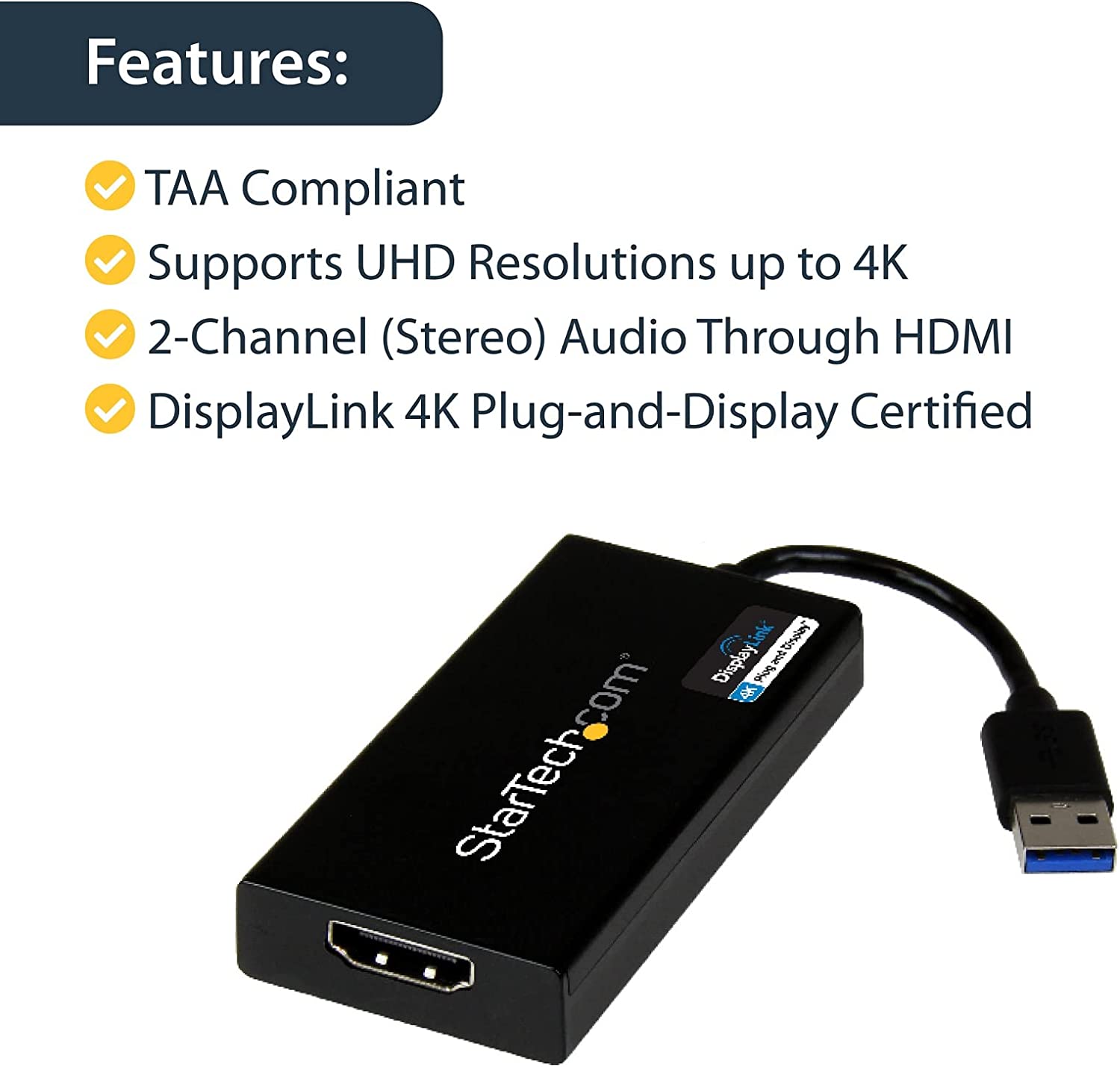 StarTech USB 3.0 TO 4K HDMI EXTERNAL MULTI MONITOR VIDEO GRAPHICS ADAPTER - DISPLAYLINK CERTIFIED(USB32HD4K) - Win-Pro Consultancy Pte Ltd